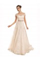 Off the Shoulder Chapel Train Lace Ivory A-Line Sleeveless Beach Wedding Dress Darwin