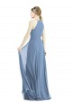 Halter Neck Long Soft Chiffon Dusty Blue Sleeveless Semi Formal Evening Dress / Bridesmaid Dress Darwin