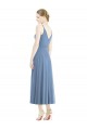 Spaghetti Straps Tea Length Soft Chiffon Dusty Blue Sleeveless Bridesmaid Dress Darwin