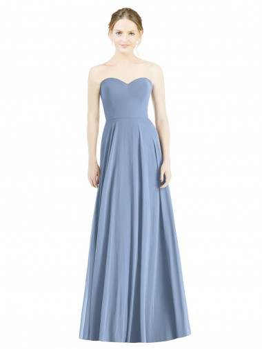 Sweetheart Long Soft Chiffon Dusty Blue Sleeveless Evening Dress / Bridesmaid Dress Darwin
