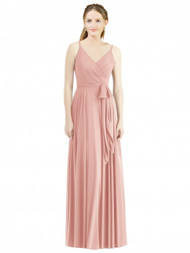 V-Neck Long Soft Chiffon Bliss Pink Sleeveless Formal Dress / Bridesmaid Dress Darwin