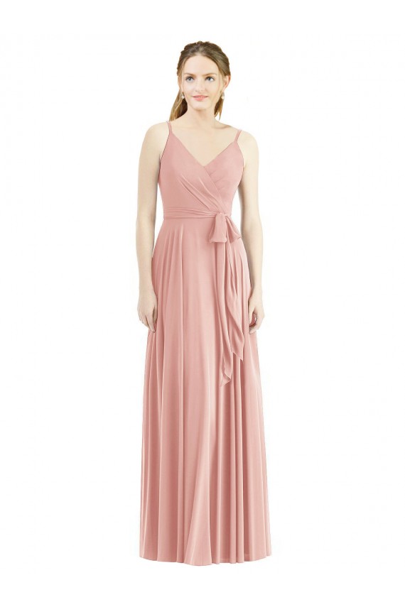 V-Neck Long Soft Chiffon Bliss Pink Sleeveless Formal Dress / Bridesmaid Dress Darwin