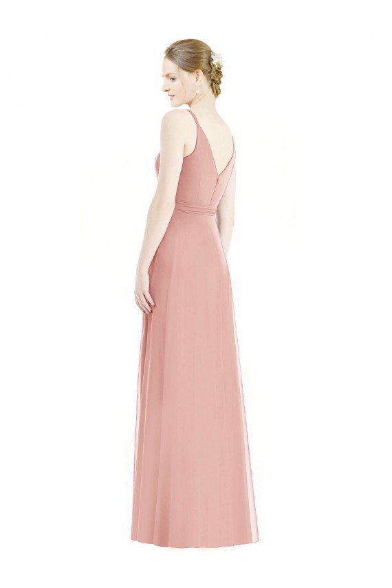 V-Neck Long Soft Chiffon Bliss Pink Sleeveless Formal Dress / Bridesmaid Dress Darwin