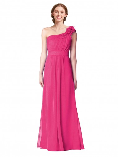 One Shoulder Long Soft Chiffon Azalea Sleeveless Bridesmaid Gown Darwin