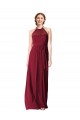 Halter Neck Long Chiffon Burgundy Sleeveless Evening Gowns / Bridesmaid Dresses Darwin