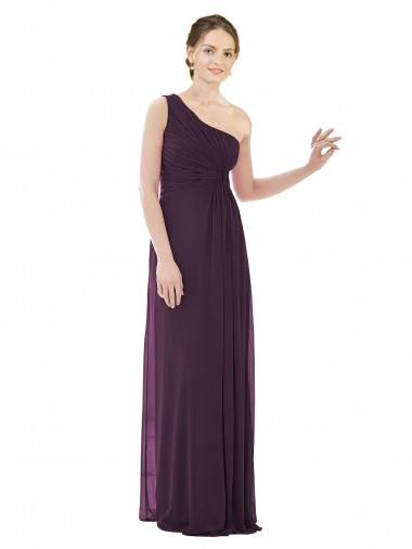 One Shoulder Long Soft Chiffon Grape Sleeveless Evening Dress / Bridesmaid Dress Darwin