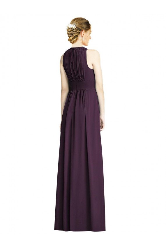 V-Neck Long Soft Chiffon Grape Sleeveless Bridesmaid Dress Darwin