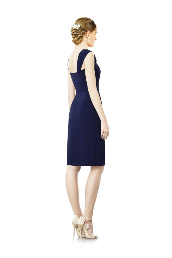 Sweetheart Knee Length Soft Chiffon Dark Navy Cap Sleeves Bridesmaid Dress Darwin