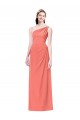 One Shoulder Long Soft Chiffon Coral Sleeveless Bridesmaid Dress Darwin