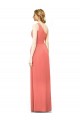 One Shoulder Long Soft Chiffon Coral Sleeveless Bridesmaid Dress Darwin