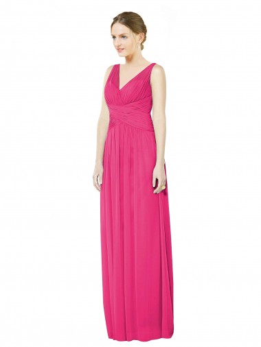 V-Neck Long Soft Chiffon Azalea Sleeveless Bridesmaid Dress Darwin