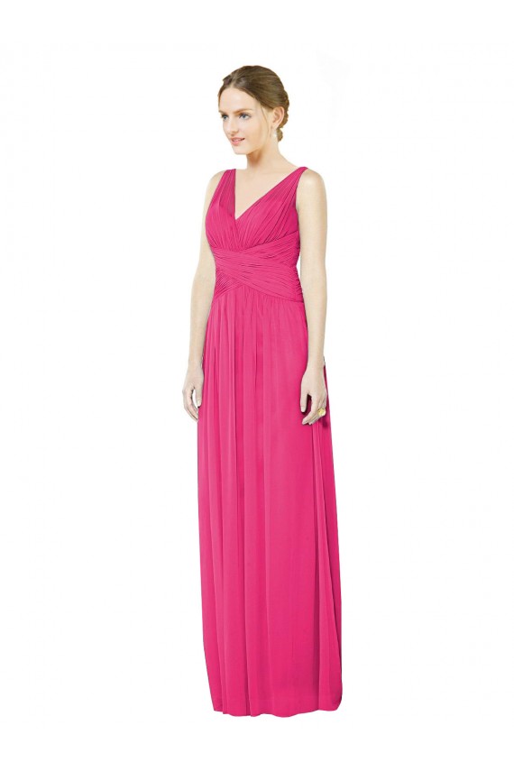 V-Neck Long Soft Chiffon Azalea Sleeveless Bridesmaid Dress Darwin