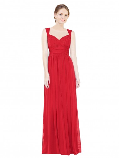 Sweetheart Long Chiffon Red Sleeveless Bridesmaid Dress / Evening Dress Darwin