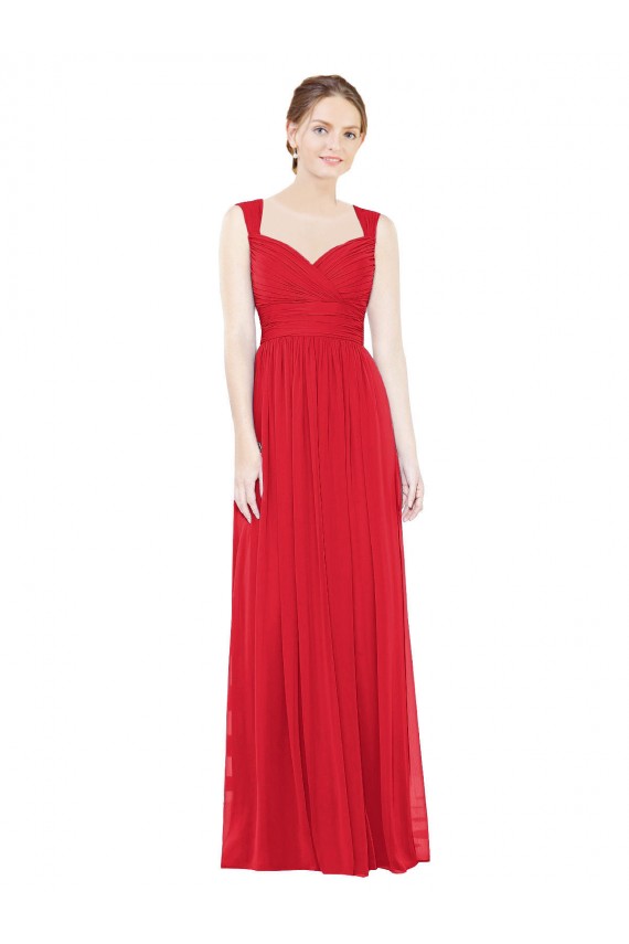 Sweetheart Long Chiffon Red Sleeveless Bridesmaid Dress / Evening Dress Darwin