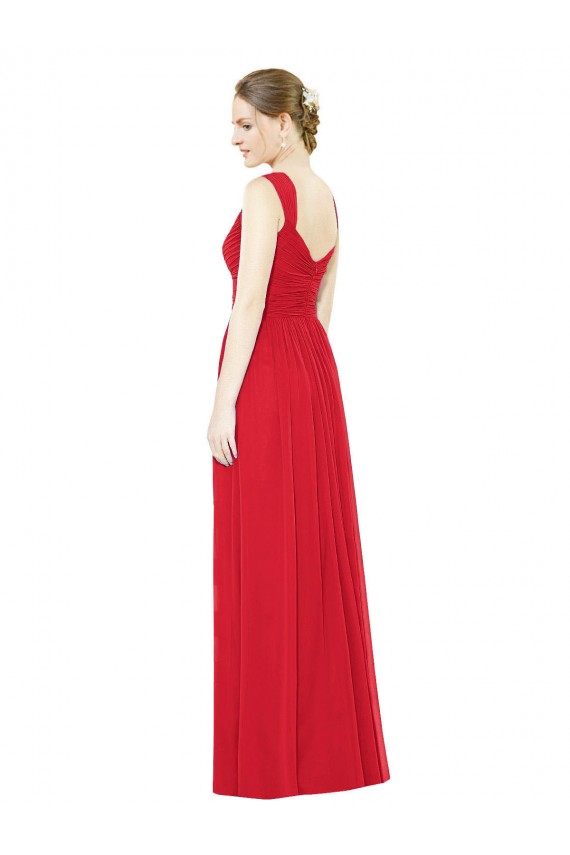 Sweetheart Long Chiffon Red Sleeveless Bridesmaid Dress / Evening Dress Darwin