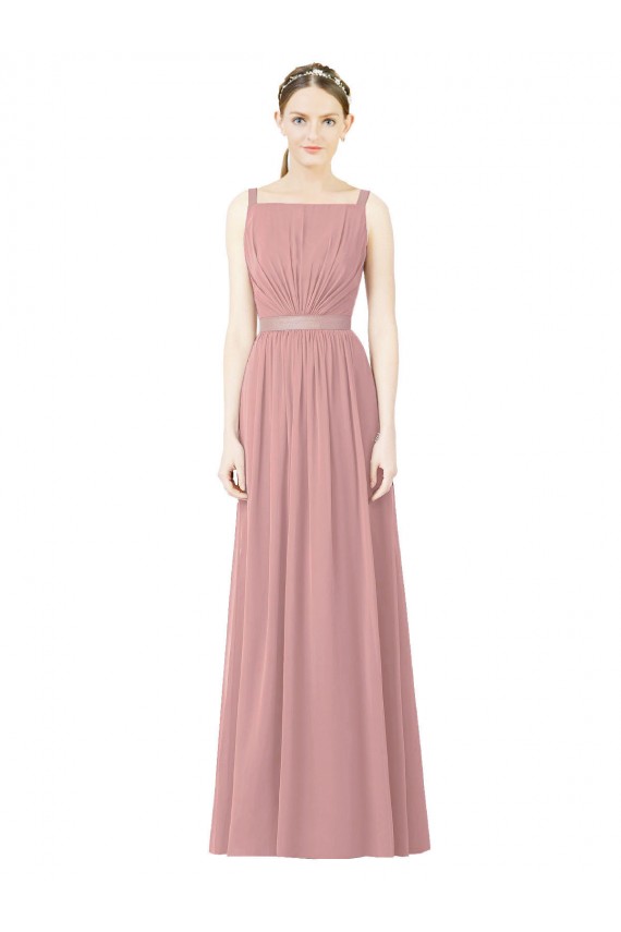 High Neck Long Soft Chiffon Dusty Pink Sleeveless Bridesmaid Dress Darwin