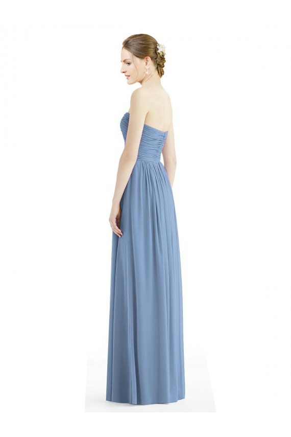 Strapless Long Chiffon Dusty Blue Sleeveless Bridesmaid Gowns Darwin