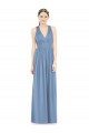 V-Neck Long Chiffon Dusty Blue Sleeveless Bridesmaid Gowns Darwin
