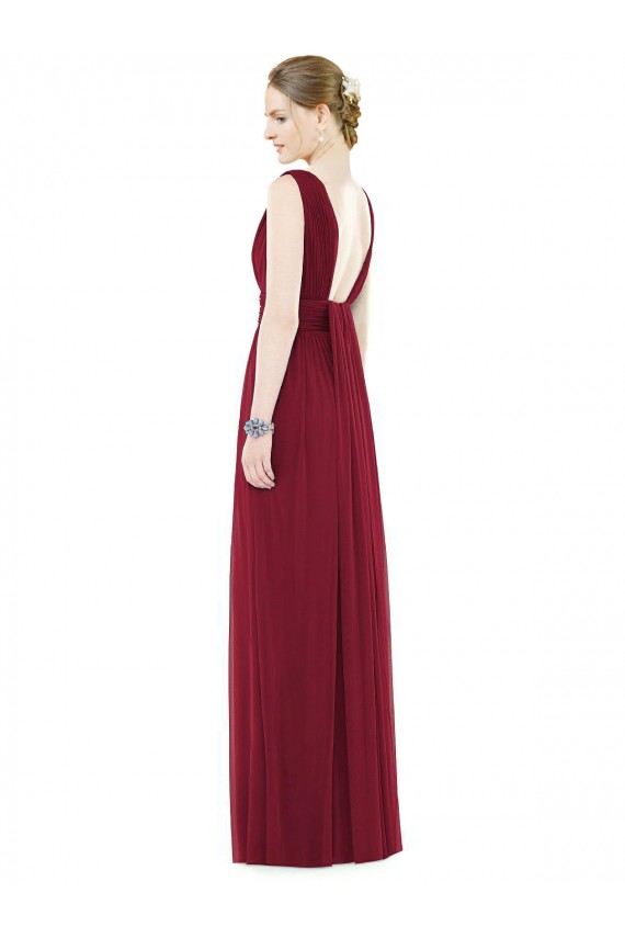 V-Neck Long Soft Chiffon Royal Blue Sleeveless Bridesmaid Gowns Darwin