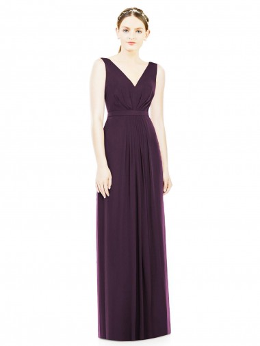 V-Neck Long Chiffon Grape Sleeveless Bridesmaid Dress / Evening Dress Darwin