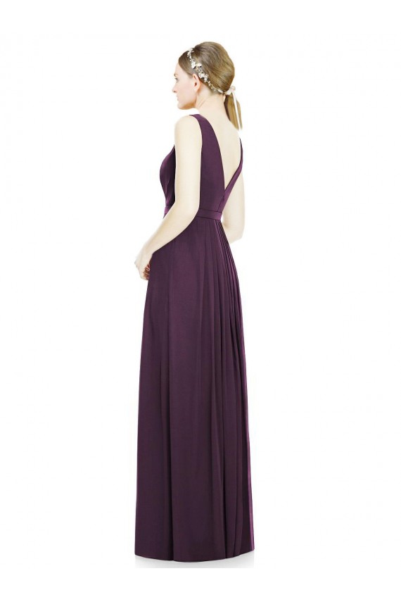 V-Neck Long Chiffon Grape Sleeveless Bridesmaid Dress / Evening Dress Darwin