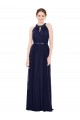 High Neck Long Soft Chiffon Dark Navy Sleeveless Bridesmaid Dress / Formal Dress Darwin