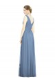 V-Neck Long Soft Chiffon Dusty Blue Sleeveless Semi Formal Evening Dress / Bridesmaid Dress Darwin