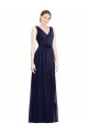 V-Neck Long Chiffon Dark Navy A-Line Sleeveless Bridesmaid Gowns Darwin