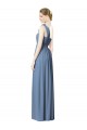 One Shoulder Long Soft Chiffon Dusty Blue Sleeveless Bridesmaid Dress Darwin