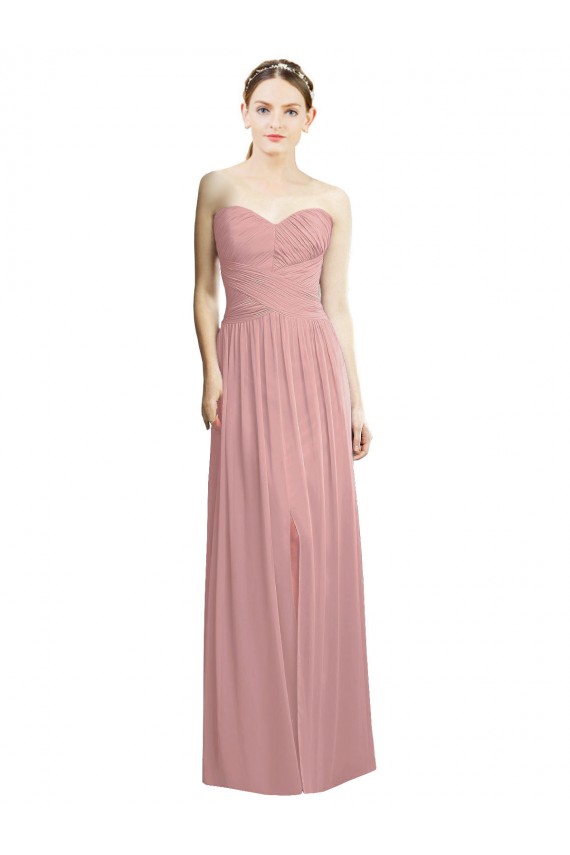 Strapless Long Chiffon Dusty Pink Sleeveless Bridesmaid Dress / Evening Dress Darwin