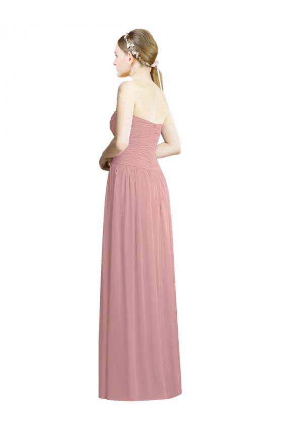 Strapless Long Chiffon Dusty Pink Sleeveless Bridesmaid Dress / Evening Dress Darwin