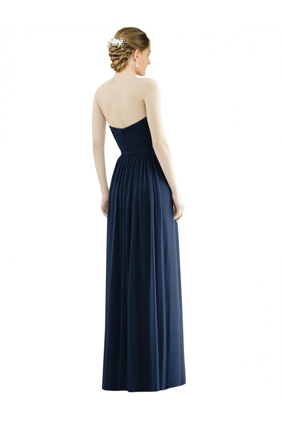 Strapless Long Soft Chiffon Dark Navy Sleeveless Formal Evening Gown / Bridesmaid Dress Darwin