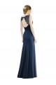 Illusion Neck Long Soft Chiffon & Lace Dark Navy Sleeveless Bridesmaid Dress Darwin