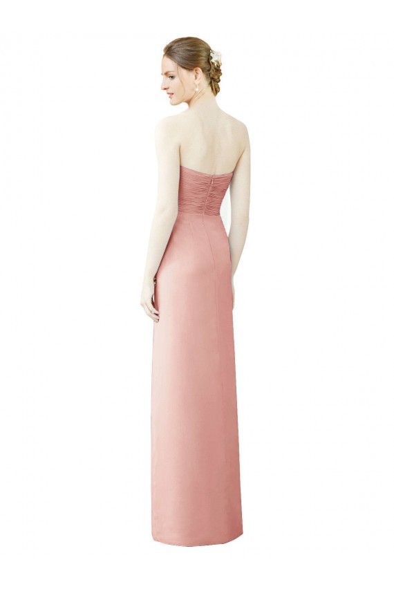Strapless Long Soft Chiffon Bliss Pink Sleeveless High Low Bridesmaid Dress Darwin