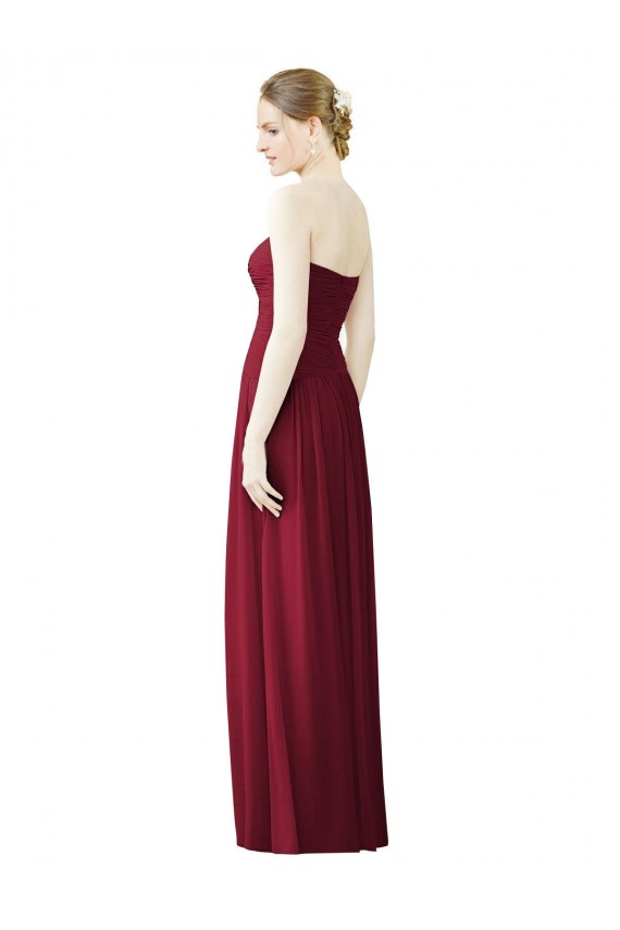 Sweetheart Long Soft Chiffon Burgundy Sleeveless Evening Dress / Bridesmaid Dress Darwin