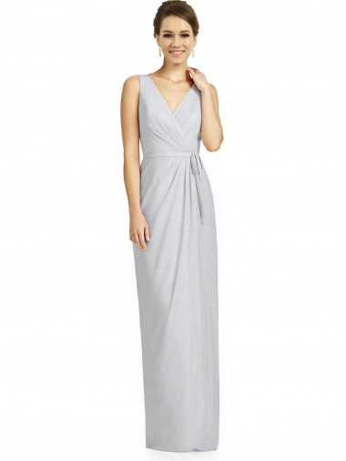 V-Neck Long Soft Chiffon Frost Sleeveless Bridesmaid Dress Darwin
