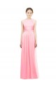 Halter Neck Long Soft Chiffon Salmon Sleeveless Bridesmaid Dress Darwin