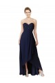Sweetheart Long Soft Chiffon Dark Navy Sleeveless High Low Bridesmaid Dress Darwin