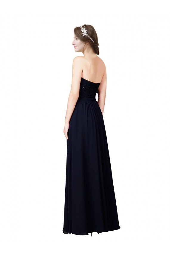 Sweetheart Long Soft Chiffon Dark Navy Sleeveless Formal Dress / Bridesmaid Dress Darwin