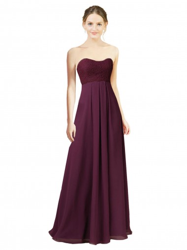 Sweetheart Long Chiffon Grape Sleeveless Bridesmaid Dress Darwin