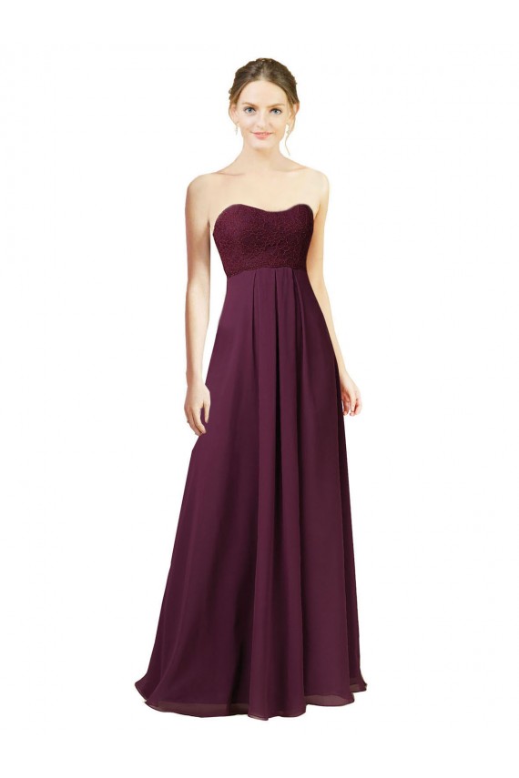 Sweetheart Long Chiffon Grape Sleeveless Bridesmaid Dress Darwin