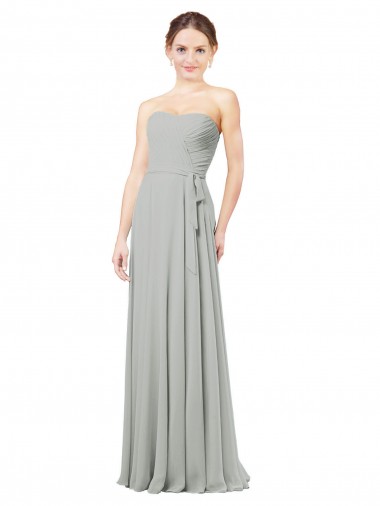 Sweetheart Long Soft Chiffon Silver A-Line Sleeveless Bridesmaid Dresses Darwin