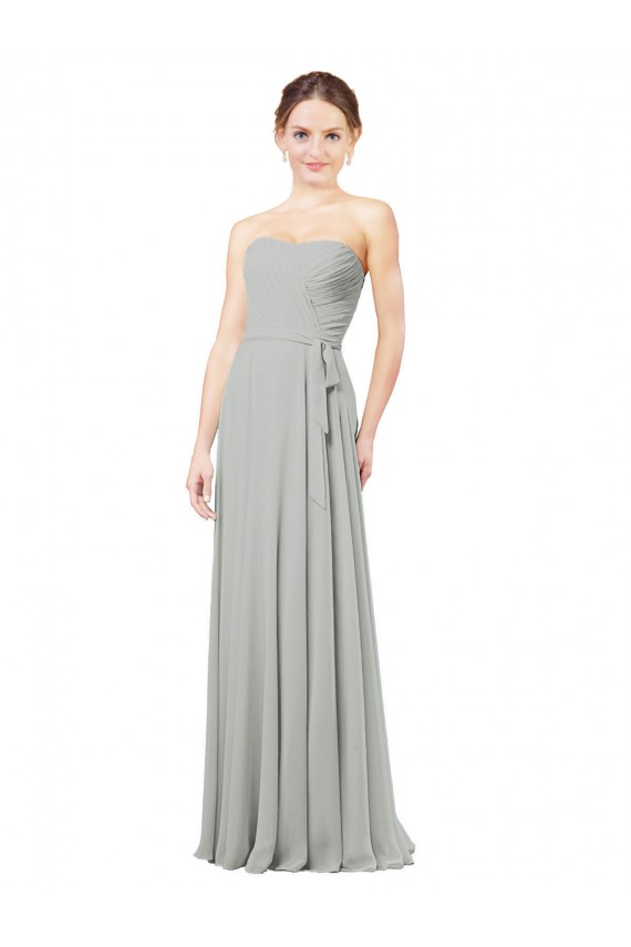 Sweetheart Long Soft Chiffon Silver A-Line Sleeveless Bridesmaid Dresses Darwin