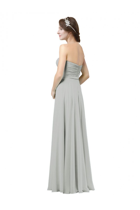 Sweetheart Long Soft Chiffon Silver A-Line Sleeveless Bridesmaid Dresses Darwin