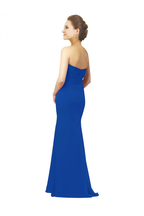 Sweetheart Long Chiffon Royal Blue Sleeveless Bridesmaid Dress / Evening Gowns Darwin