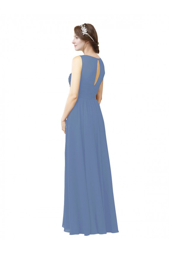 Sweetheart Long Soft Chiffon Windsor Blue Sheath Sleeveless Bridesmaid Dress Darwin
