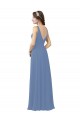 V-Neck Long Soft Chiffon Windsor Blue Sleeveless Bridal Party Dress Darwin