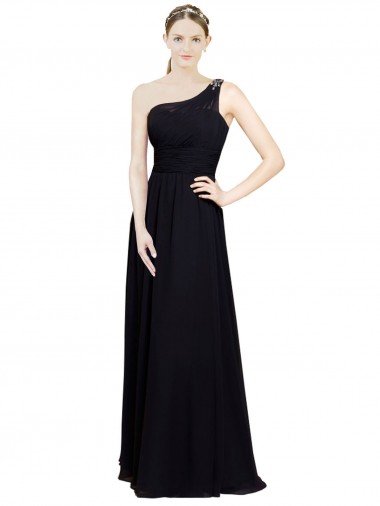 Sweetheart Long Chiffon Black Sleeveless Bridesmaid Dresses Darwin