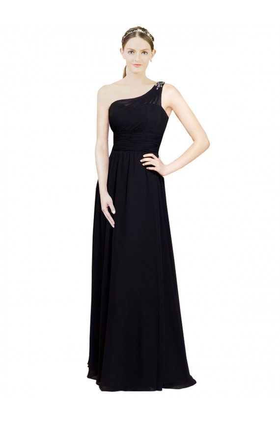 Sweetheart Long Chiffon Black Sleeveless Bridesmaid Dresses Darwin