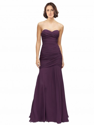 Sweetheart Long Soft Chiffon Grape Sleeveless Bridesmaid Dress Darwin